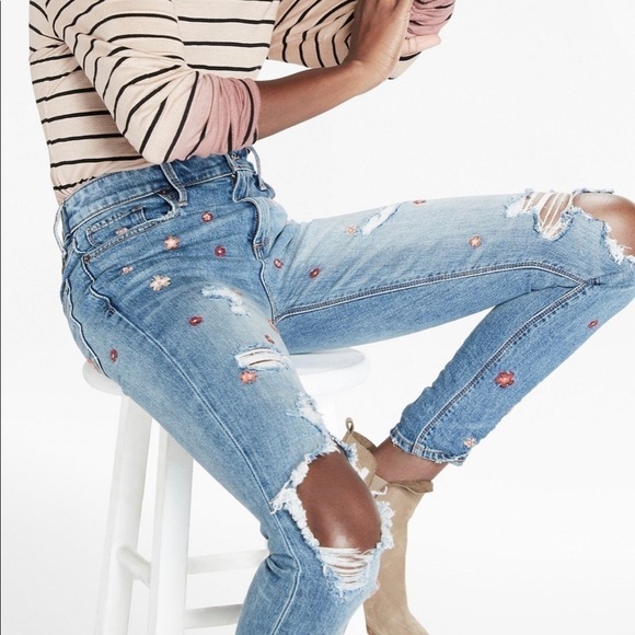 Lucky Brand Bridgette Skinny Jean Hedley Embroidered Floral Jean - 24 - Picture 1 of 7